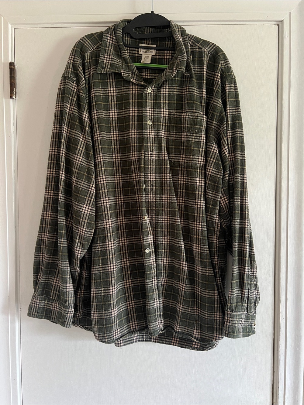 L.L. Bean Green and cream Plaid Cotton Button-Down Shirt
